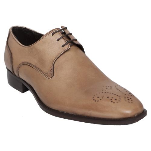 Duca Di Matiste 1550 Taupe Genuine Calfskin Leather Oxford Shoes.